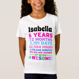 6o Menina da camisa do aniversário seis anos de