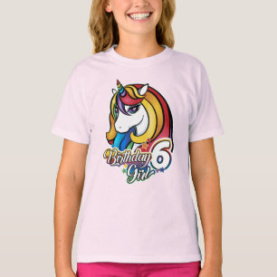 6o T-shirt do unicórnio do aniversário para