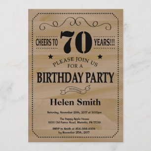 70 Aniversário Convite À Madeira Rústica