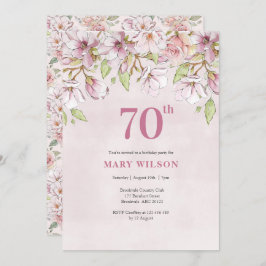 70 Aniversário Convite Rosa