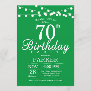 70 Aniversário Verde de Convite