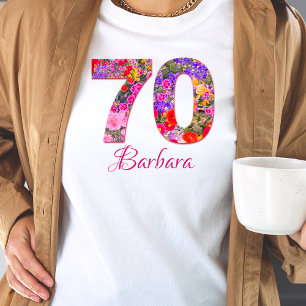 70 anos de aniversário t-shirt floral convidada de