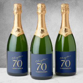 70 Birthday Azul Dourado