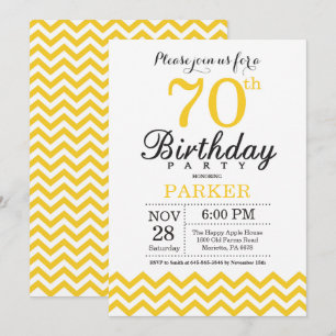 70 Birthday Convite Amarelo Chevron