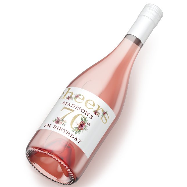 70 Birthday Personalizado Dourado Floral (Criador carregado)