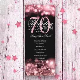 70 Birthday Programa Glam Lights Rosa Menu Dourado