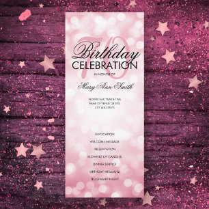 70 Birthday Programa Luzes Rosa do Menu Dourado