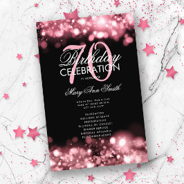 70 Birthday Programa Luzes Rosa do Menu Dourado