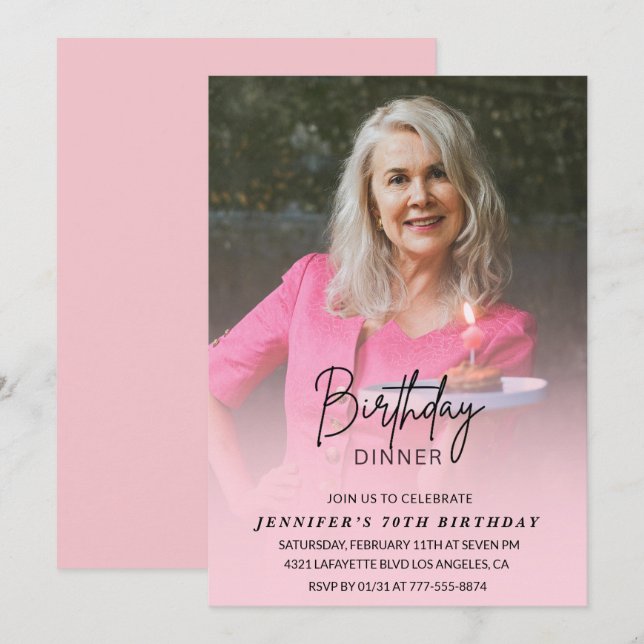 70 convites de aniversário Foto do Janto de Aniver (Frente/Verso)