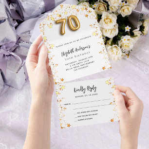70 de aniversário do partido White Gold stars RSVP