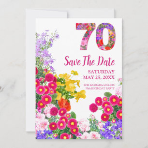 70 de aniversário floral moderno Guardar o Cartão
