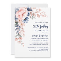 70 de Elegante, Convite de festas Floral Rosa Rosa