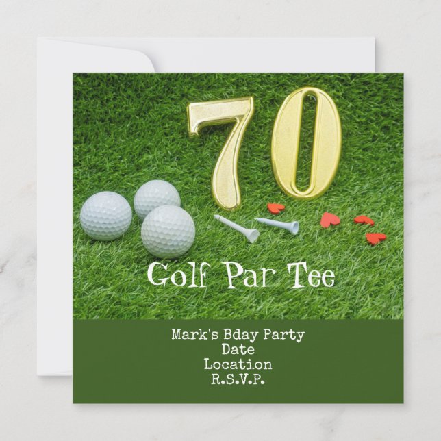 70 de Golfe, aniversário de Par, convite de festas (Frente)