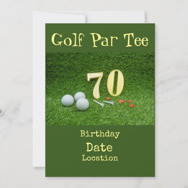 70 de Golfe, aniversário de Par, convite de festas (Frente)