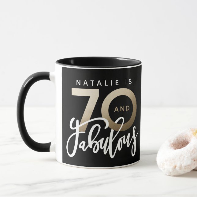 70 e caneca fabulosa de aniversário metálico (Com Donut)