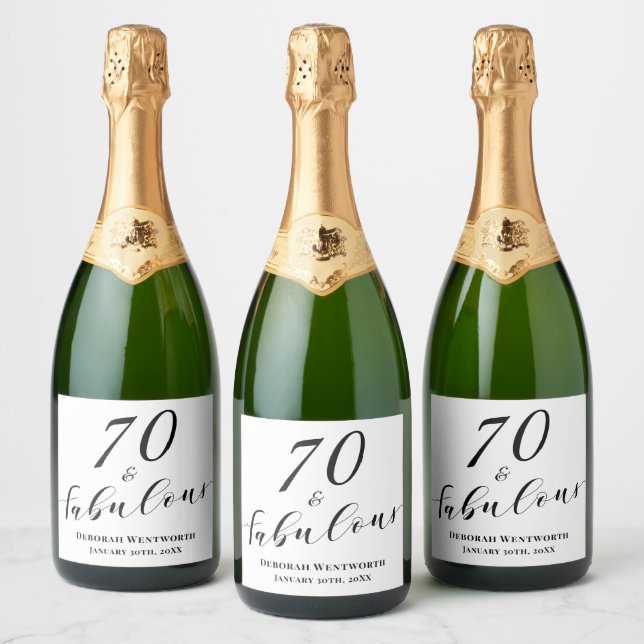 70 e Fabuloso Aniversário de Setenta Script Elegan (Garrafas)