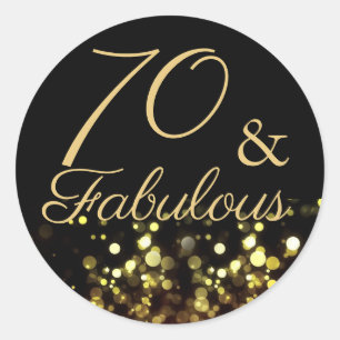70 e o adesivo de aniversário Dourado e preto fab
