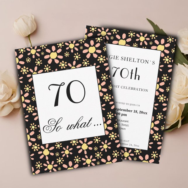 70 então que Engraçado 70 Floral Convite de Aniver (Criador carregado)