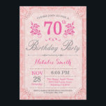 70 Floral - Pia de Aniversário do Convite para Mul<br><div class="desc">Convite de Aniversário para 70 Floral. Patten Flor Rosa. Mulheres,  Senhora,  Aniversário da Garota. 13 15 16º 18º 20 21rua 30 40º 50º 60º 80 de 70 100º,  qualquer idade. Para mais personalização,  clique no botão "Personalizar" e use nossa ferramenta de design para modificar este modelo.</div>