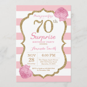 70 Surpresa - Convite de Aniversário Rosa e Doura