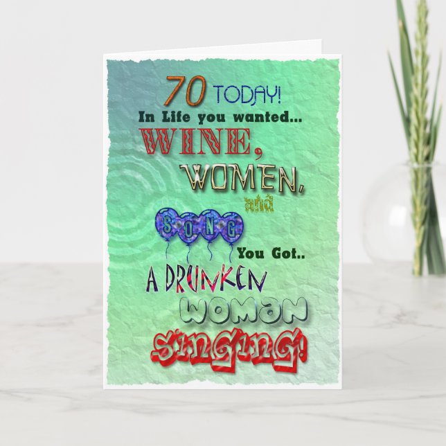70, vinho e cartão de música (Frente)