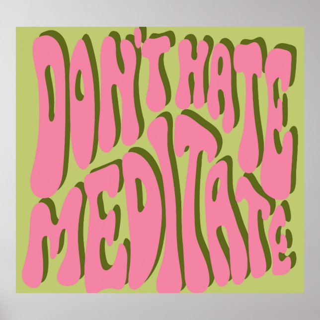 70s Retrospectiva: Poster de Motivação 'Meditação' (Frente)