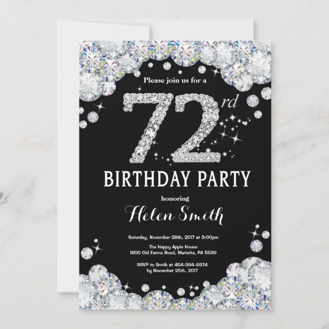 72.º Aniversário Convite Silver Diamond (Frente)