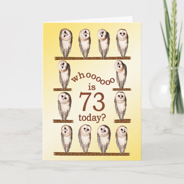 73º aniversário, Cartão Curioso de Corujas. (Frente)