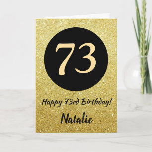 73º Cartão de Aniversário Feliz, Preto e Dourado