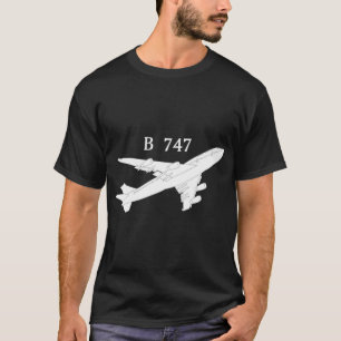 747 Avião Camisa Traçada Mão Plano Gráfico de 
