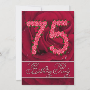 75º convite de aniversário com rosas