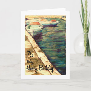 75.º Cartão de aniversário - Barcos Azuis