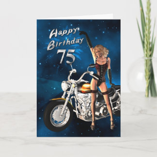75.º Cartão de aniversário com motocicleta