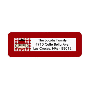 .75"" macaco vermelho da peúga da etiqueta de