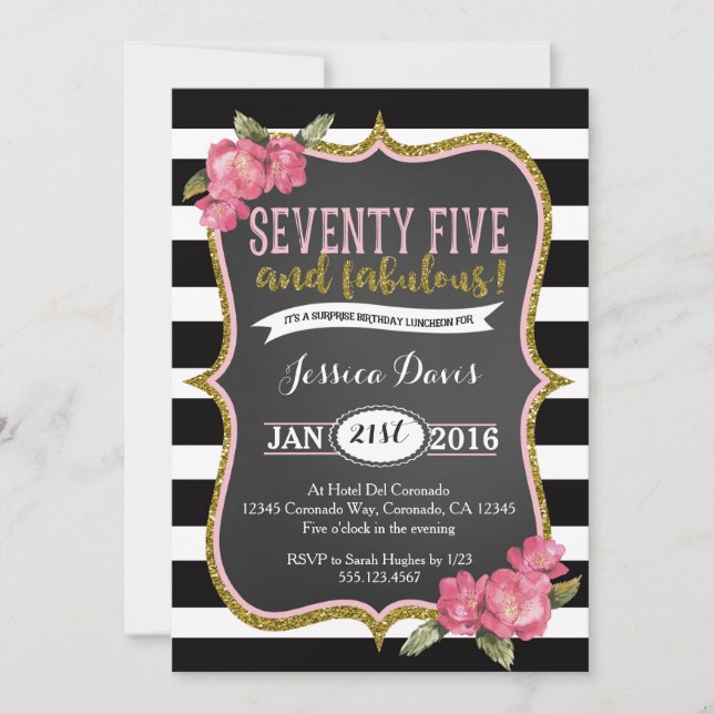 75th Convite de aniversário do almoço da surpresa (Frente)