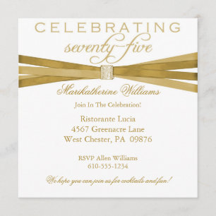 75th convites de festas de aniversários elegantes