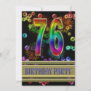 76º Convite de aniversário com bolhas