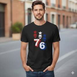 ​76 Patriotic American Skulls Vintage 1776 T-Shirt