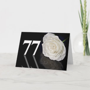 77º Cartão de Aniversário com uma rosa branca c
