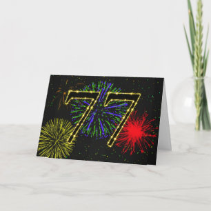 77.º Cartão de aniversário com fogos de artifí