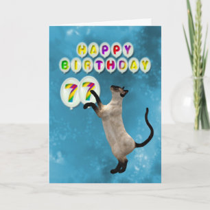 77.º Cartão de aniversário com gatos siameses