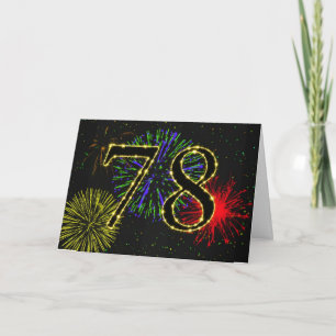 78º Cartão de aniversário com fogos de artifício