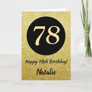 78.º aniversário feliz Cartão preto e Dourado com