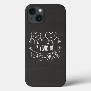 7 Anniversário Gift Chalk Hearts