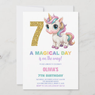 7 Birthday Unicorn Birthday - Convites de Aniversá