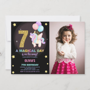 7 Birthday Unicorn Birthday - Foto dos Convites de