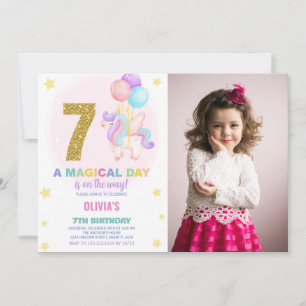 7 Birthday Unicorn Birthday - Foto dos Convites de