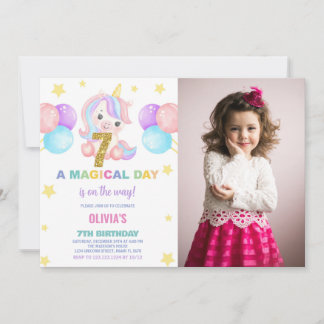 7 Birthday Unicorn Birthday - Foto dos Convites de