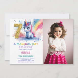7 Birthday Unicorn Birthday - Foto dos Convites de