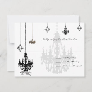 7 Cartões RSVP de Casamento de Chandeliers Pretos